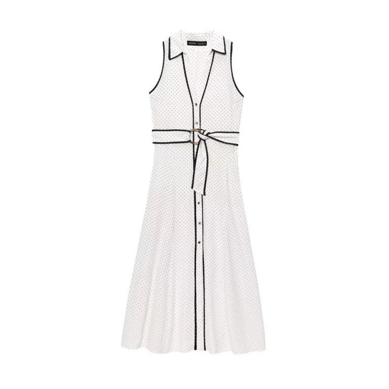zach womens spring summer polka dot collar tennis dress in white or navy midi dress crop sleeveless Zach Womens Spring Summer polka Dot Collar tennis Dress in White or Navy Midi Dress Crop Sleeveless 4