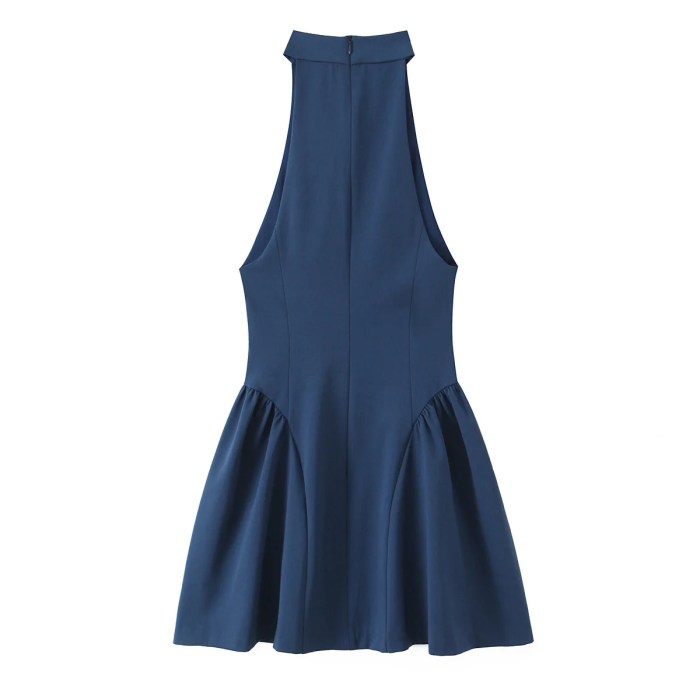Zach Sleeveless Navy Ruffy Bodyline Mini Dress 2