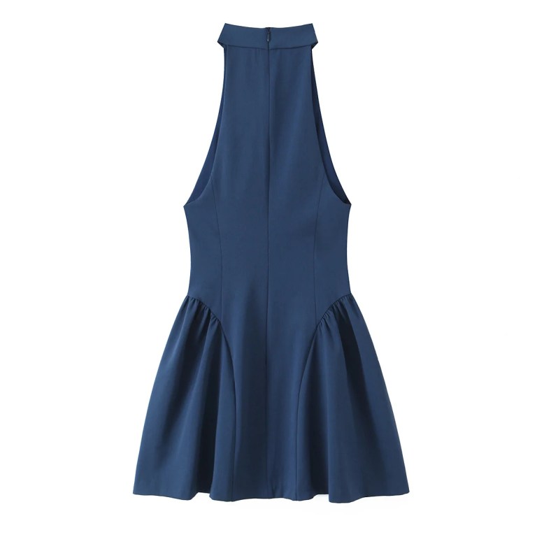 Zach Sleeveless Navy Ruffy Bodyline Mini Dress 2