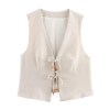Zach womens fashion V-neck beaded lace up sleeveless vest Spring summer new high waisted casual versatile shorts 2