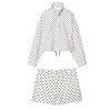 Zach polka dot chiffon crop jacket new high waisted mini shorts
