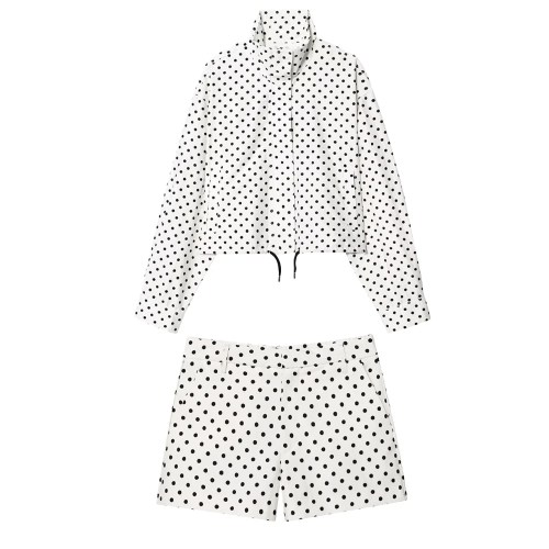 Zach polka dot chiffon crop jacket new high waisted mini shorts