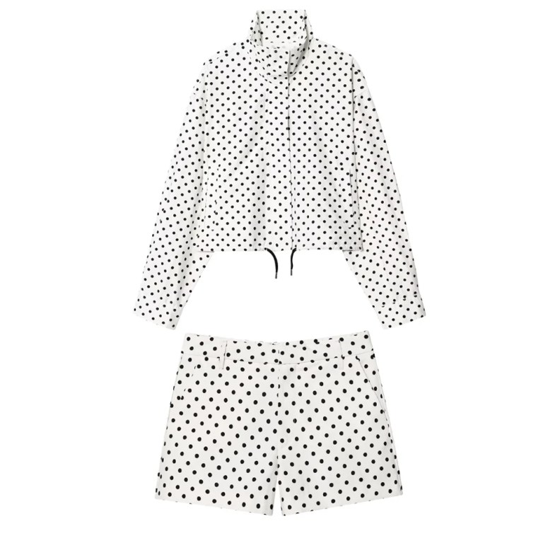 Zach polka dot chiffon crop jacket new high waisted mini shorts