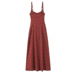 Zach women\'s slim fit polka dot suspender with slit cut sleeveless long Midi dress 3