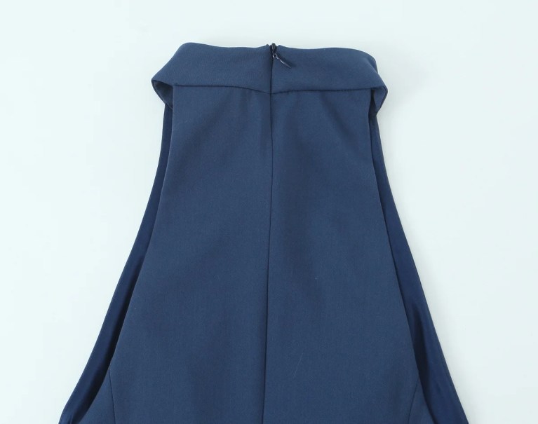Zach Sleeveless Navy Ruffy Bodyline Mini Dress 5