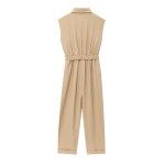 zach women's summer khaki collared jumpsuit Zach Women\'s Summer Khaki Collared Jumpsuit 2