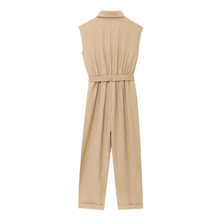 zach women's summer khaki collared jumpsuit Zach Women\'s Summer Khaki Collared Jumpsuit 2