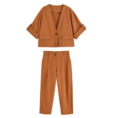 zach spring summer v neck rolled sleeve military shirt and pleat pants Zach Spring Summer V-neck rolled Sleeve Military Shirt and Pleat Pants 3