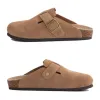Odoly Unisex Cork Suede Flat Mules With Adjustable Buckle 1