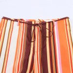 Zach women\'s loose striped orange retro Shirt and Pant Loungewear set 6