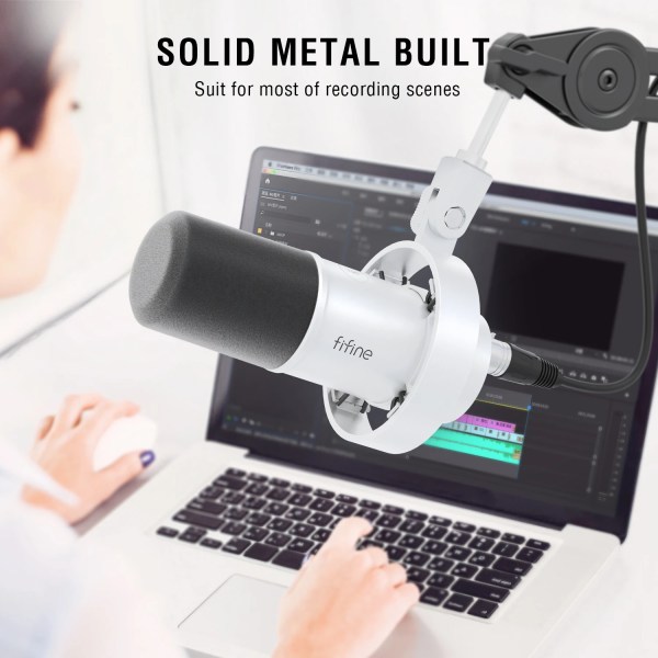 FIFINE Recording XLR Dynamic Microphone with Real-time Monitoring,USB Streaming Mic with Gain Knob/Touch-mute for PC,Mixer-K688 6
