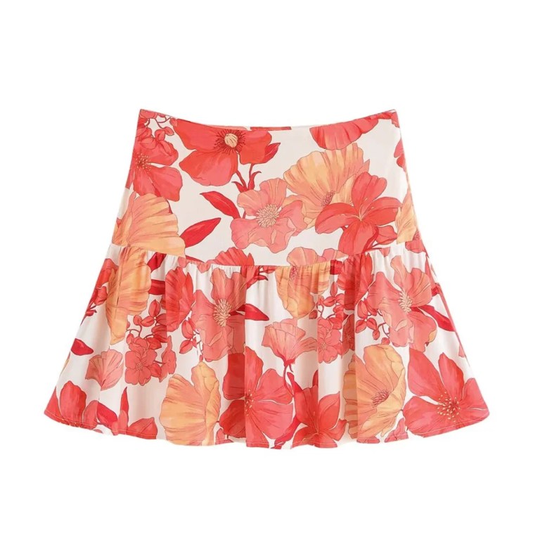 zach spring summer orange floral short sleeve shirt and ruffle skirt set Zach Spring Summer orange Floral Short sleeve shirt and ruffle skirt set 4