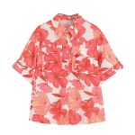 zach spring summer orange floral short sleeve shirt and ruffle skirt set Zach Spring Summer orange Floral Short sleeve shirt and ruffle skirt set 2