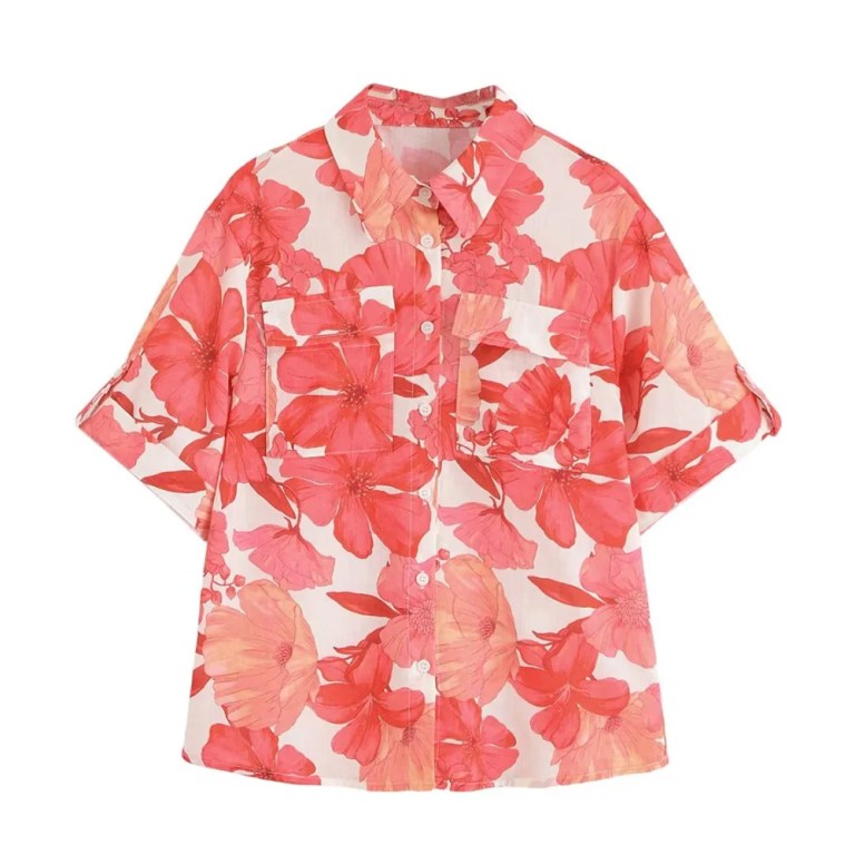 zach spring summer orange floral short sleeve shirt and ruffle skirt set Zach Spring Summer orange Floral Short sleeve shirt and ruffle skirt set 2