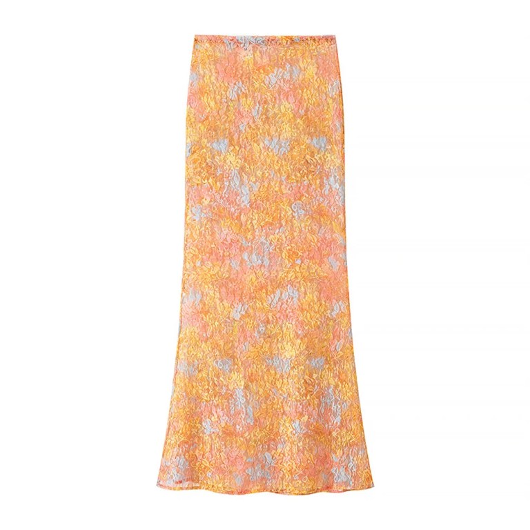 women\'s Spring Summer round neck printed crop top half skirt set 4