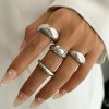 DIAZI One Set Fashion Pearl Open Rings For Women Men Girls Punk Gold Silver 5