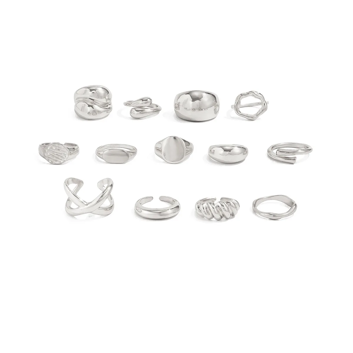 DIAZI One Set Vintage Gold Silver Color Metal Rings Women Irregular Geometric Knuckle Joint Ring Set Jewelry 6