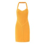 Zach Spring Summer women\'s cinching Addicted to you slim fit halter dress in orange or white