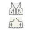zach women's summer new collection: contrast embroidered aztec v neck sleeveless single breasted vest top, casual shorts Zach Women\'s Summer New Collection: Contrast Embroidered Aztec V-neck Sleeveless Single breasted Vest Top, Casual Shorts