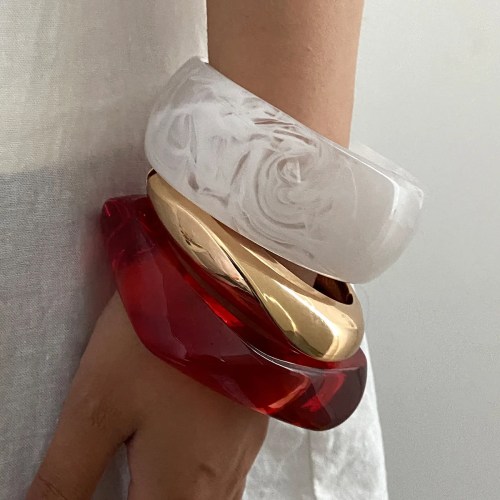 diazi 3 style vintage punk geometric bangles jewelry fashion red clear acrylic resin wide bangles bracelets for women men DIAZI 3 Style Vintage Punk Geometric Bangles Jewelry Fashion Red Clear Acrylic Resin Wide Bangles Bracelets For Women Men