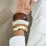 DIAZI 3 Style New Vintage Round Geometric Bangles Fashion Punk Acrylic Resin Wide Bangles Bracelets For Women Men Gift Jewelry 3