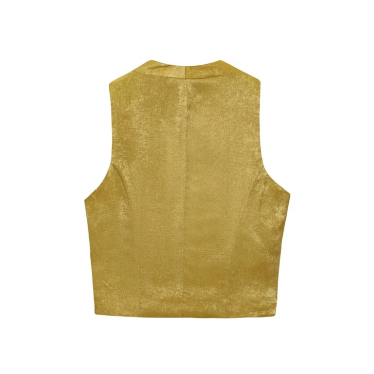 Zach Spring Summer Women\'s Fashion Single breasted V-neck Sleeveless Vest with Belt Silk Texture Hanging Pants 3