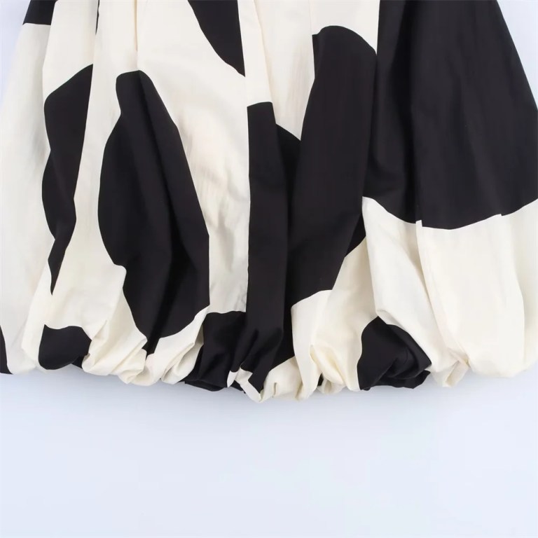 zach women's summer round neck sleeveless balloon slimming balloon dress in black white print Zach Women\'s Summer Round Neck Sleeveless Balloon Slimming Balloon Dress in Black White Print 4