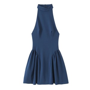Zach Sleeveless Navy Ruffy Bodyline Mini Dress