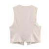 Zach womens fashion V-neck beaded lace up sleeveless vest Spring summer new high waisted casual versatile shorts 3