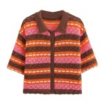 Zach summer Crochet POLO Shirt collar short sleeve and Shorts Set 1