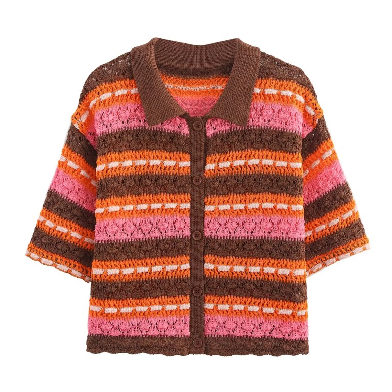 Zach summer Crochet POLO Shirt collar short sleeve and Shorts Set 1