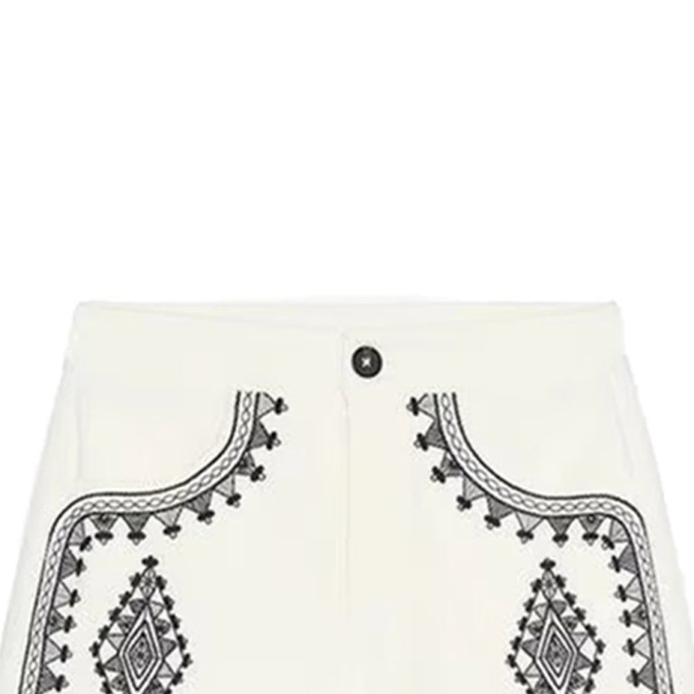 Zach Women\'s Summer New Collection: Contrast Embroidered Aztec V-neck Sleeveless Single breasted Vest Top, Casual Shorts 6