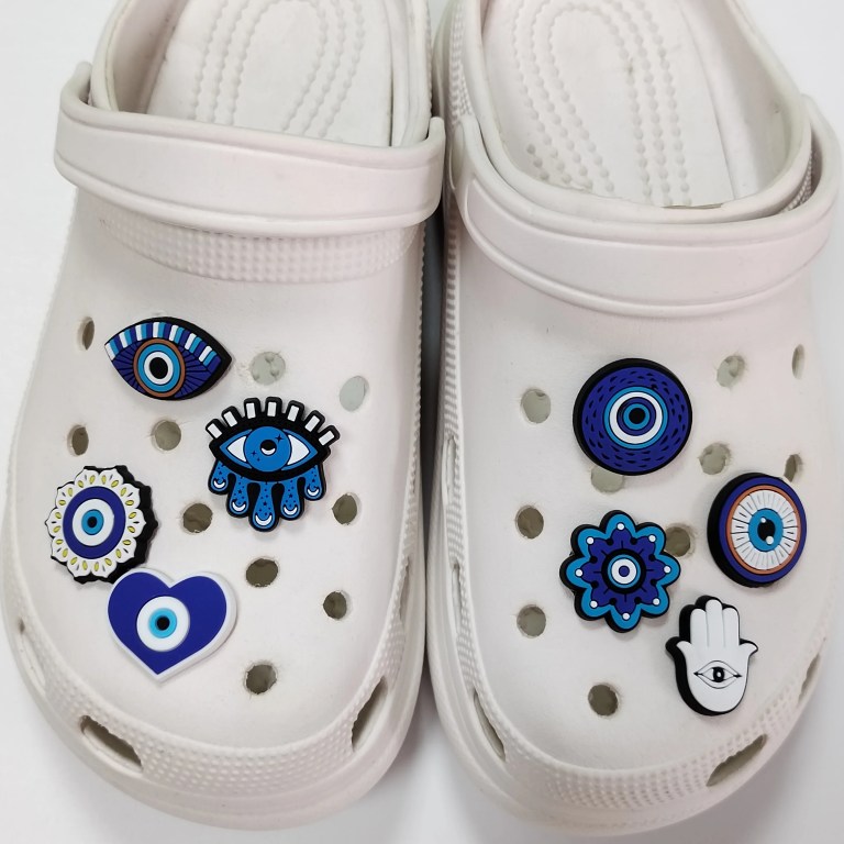 8 pieces cartoon evil eye theme accessories set for shoes, bags, wristbands, and decorations, removable creative diy accessories 8 Pieces Cartoon Evil Eye Theme Accessories Set for Shoes, Bags, Wristbands, and Decorations, Removable Creative DIY Accessories 4