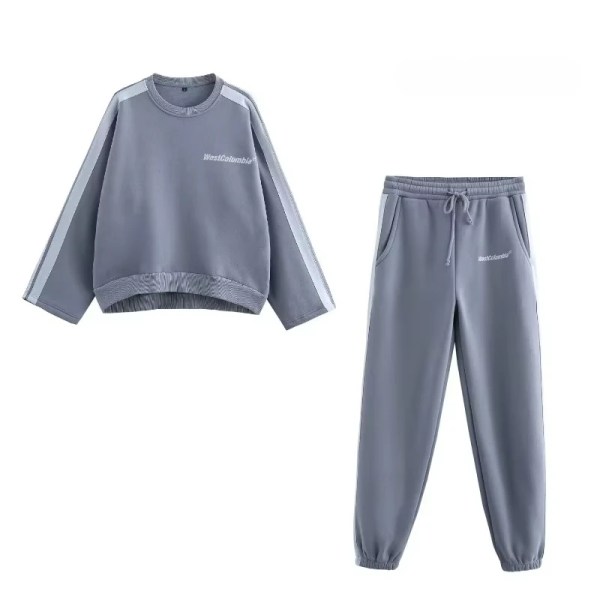 womens west colombia summer sweats loose jumper and joggers in gray blue Womens West Colombia Summer Sweats Loose Jumper and Joggers in Gray Blue