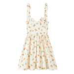 Zach women\'s bow pleated orange print camisole short mini dress 2