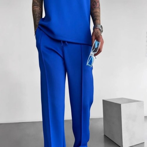 Mens Summer Loose Long Tank Vest and DrawString Pants Set in range of colours