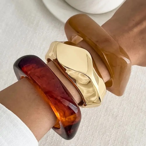 DIAZI Punk Vinatge New Gift Irregular Geometric Resin Bangles Hip Hop Acrylic Wide Bangles Bracelets For Women Men Jewelry