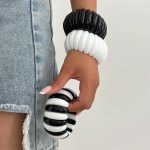 DIAZI Exaggerated Vintage Punk Geometric Elastic Rope Bangles Jewelry Fashion Black White Resin Bangles Bracelets For Women Men