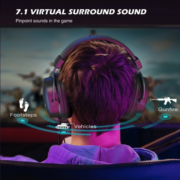 FIFINE Headset,3.5 mm jack&USB Headphone with 7.1 Surround Sound/volum contral/Mute switch for PC/MAC/PS4/PS5 Mixer-H9 3