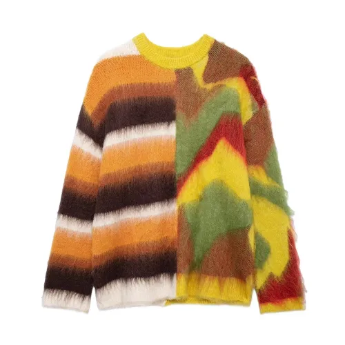 Zach Women\'s Orange print Jacquard Loose Head Soft Sticky Knitted Sweater Autumn/Winter New Round Neck Long Sleeve Sweater