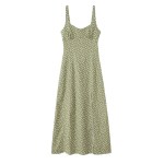 Zach women\'s slim fit polka dot suspender with slit cut sleeveless long Midi dress 4
