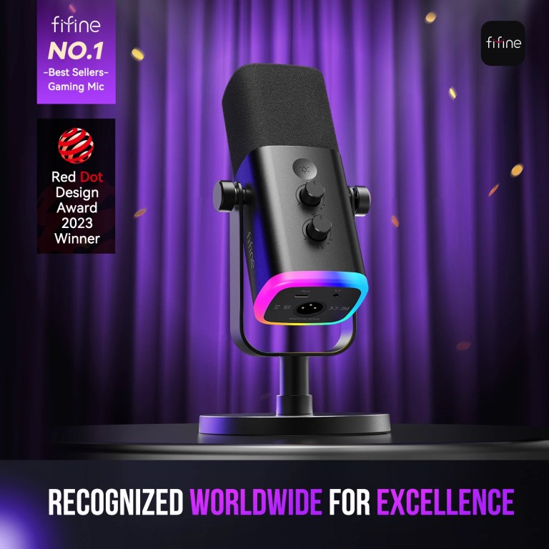 fifine usb/xlr dynamic microphone with touch mute button,headphone jack,i/o controls,for pc ps5/4 mixer,gaming mic ampligame am8 FIFINE USB/XLR Dynamic Microphone with Touch Mute Button,Headphone jack,I/O Controls,for PC PS5/4 mixer,Gaming MIC Ampligame AM8 6
