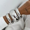 DIAZI Simple Fashion Heavy Metal Chunky Round Cuff Wide Bangles Punk Geometric Gold Silver Color Bangles Women Men Bracelets 4