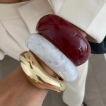DIAZI 3 Style Bohemian Vintage Geometric Bangles Fashion Punk Wine red White Acrylic Resin Wide Bracelets For Women Men Jewelry 4