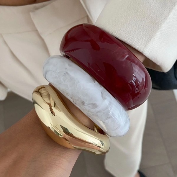 diazi 3 style bohemian vintage geometric bangles fashion punk wine red white acrylic resin wide bracelets for women men jewelry DIAZI 3 Style Bohemian Vintage Geometric Bangles Fashion Punk Wine red White Acrylic Resin Wide Bracelets For Women Men Jewelry 4