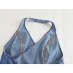 Zach Spring Summer Denim Halter crop top 4