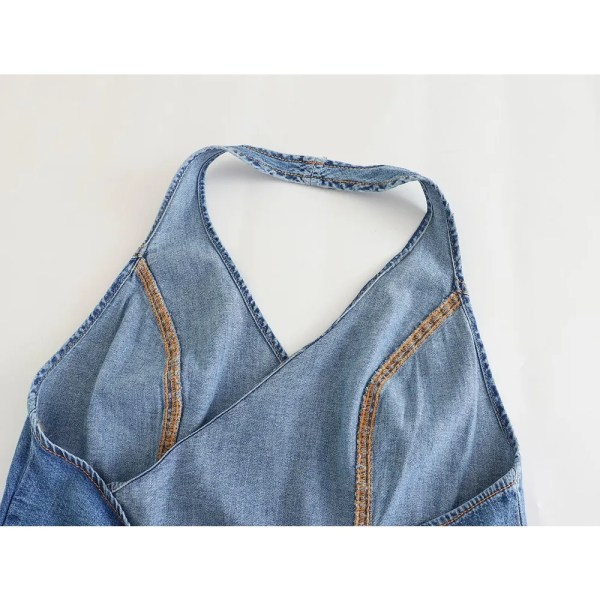 Zach Spring Summer Denim Halter crop top 4