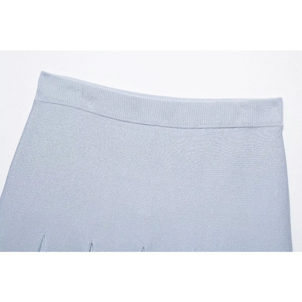 Zach Spring Summer Princess Shortsleeve sweater and pleat skirt set in pale yellow or blue 4