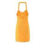 Zach Spring Summer women\'s cinching Addicted to you slim fit halter dress in orange or white 4