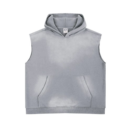 ye99 new sleeveless spray dyed vest sweatshirt gray or black YE99 new sleeveless spray-dyed vest sweatshirt gray or Black